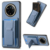 Carbon Fiber Fold Stand Elastic Card Bag Phone Case